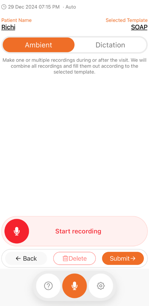 Appointment list in the VetSkribe app