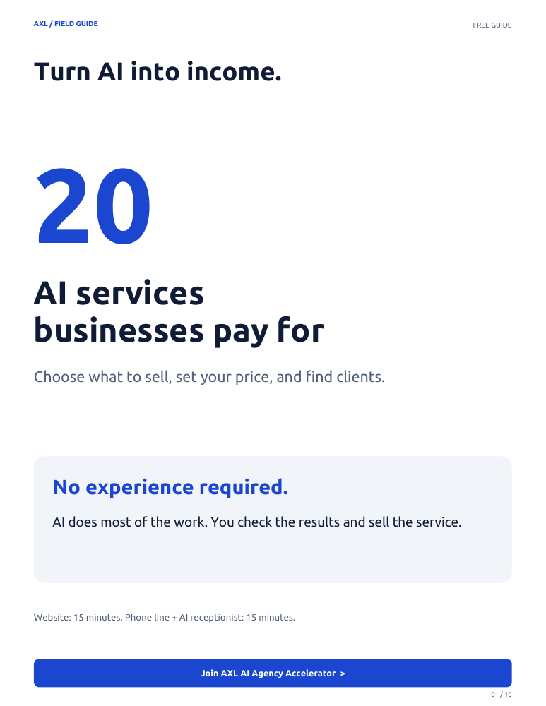 20 AI services to sell. No experience required.