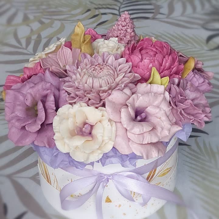 Emily's purple flower arrangement