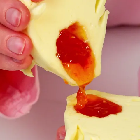 An edible flower cut open